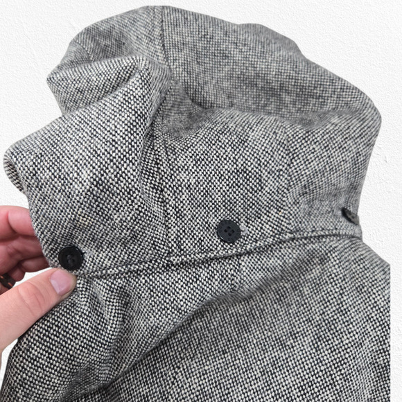 Guess Gray Wool Blend Toggle Tweed Coat Hooded Short Peacoat Size Medium - Picture 11 of 12